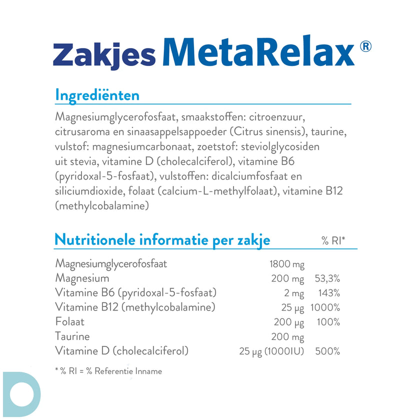 Metagenics Metarelax ACTIE op tabletten en zakjes