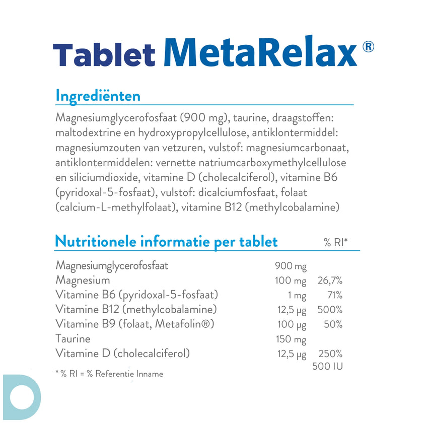 Metagenics Metarelax ACTIE op tabletten en zakjes