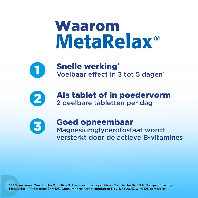 Metagenics Metarelax ACTIE op tabletten en zakjes