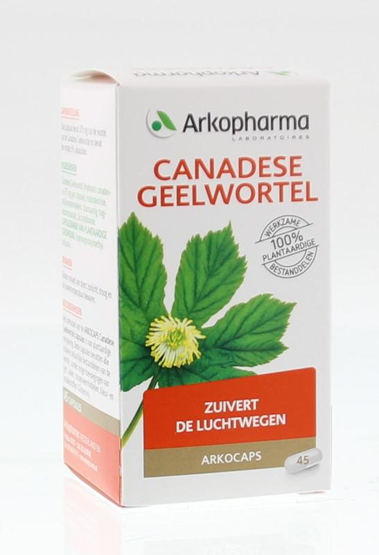 Arkopharma Canadese Geelwortel: zuivert de luchtwegen. 100% plantaardige werkzame bestanddelen. 45 arkocaps.