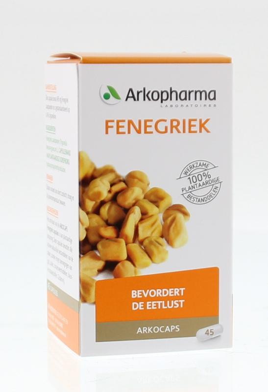 Arkopharma Fenegriek: bevordert de eetlust. 100% plantaardige werkzame bestanddelen. 45 capsules.