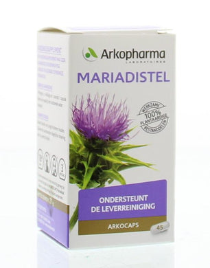 Arkopharma Mariadistel: ondersteunt de leverreiniging. 100% plantaardige werkzame bestanddelen. 45 capsules.