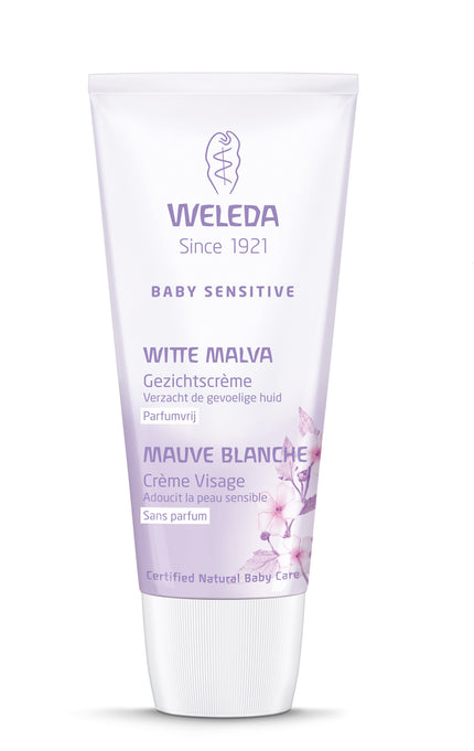 Baby Sensitive gezichtscreme met witte malva - Weleda - Drogisterij Mevrouw Ooievaar