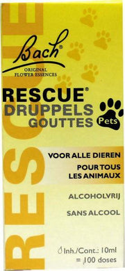 Bach Rescue Druppels Pets. Voor alle dieren. Alcoholvrij. 10 ml=100 dosis.