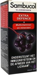 Extra Defence druppels met vlierbessenextract, vitamine C en Mineralen , van Sambucol - Drogisterij Mevrouw Ooievaar