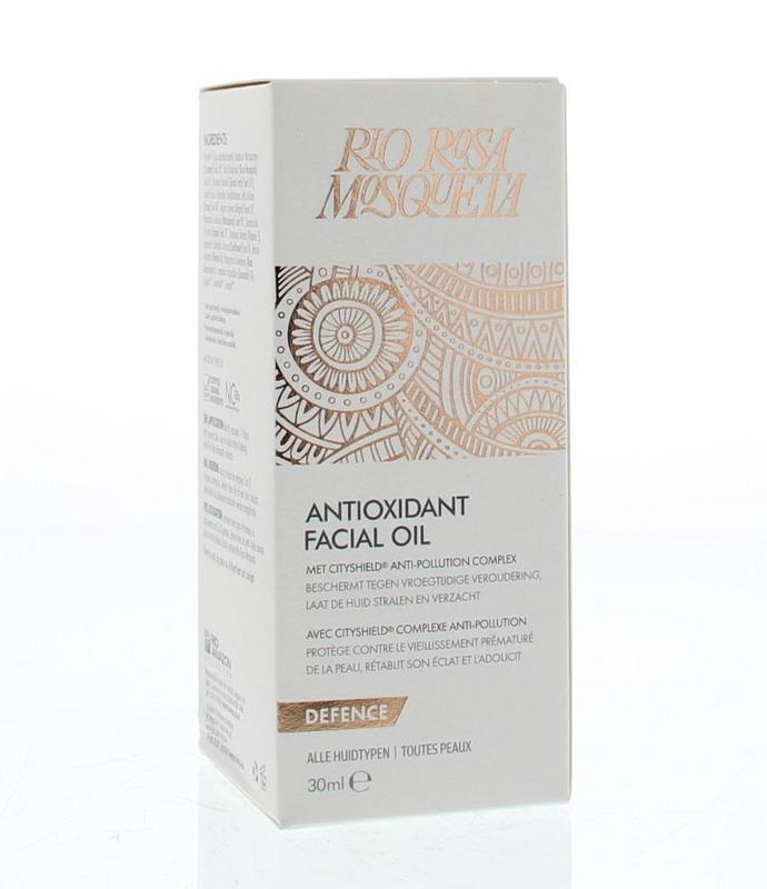 Gezichtsolie met antioxidant en cityshield van Rio Rosa Mosqueta - Drogisterij Mevrouw Ooievaar