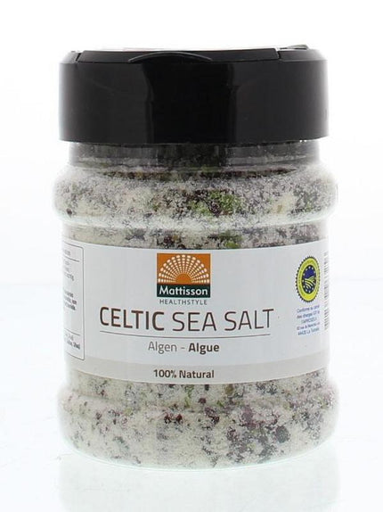 Mattisson Celtic Sea Salt Algue/ Keltisch zeezout Algen: Mattisson Celtic Sea Salt Coarse is uitermate geschikt om tijdens de bereiding van voedingsmiddelen te gebruiken. 200 gram.