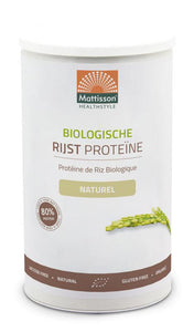 Mattisson Rijst Proteïne: Eiwitten dragen bij aan de opbouw, instandhouding en herstel van spieren. Glutenvrij en lactosevrij. 500 gram.