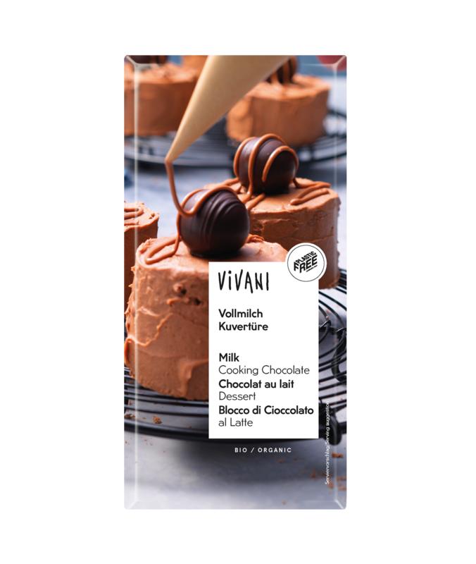 Melk couverture / smeltchocolade 35%  van Vivani - Drogisterij Mevrouw Ooievaar