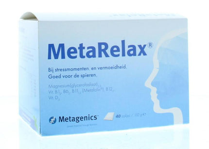 MetaRelax, bij stressmomenten, en vermoeidheid. Goed voor de spieren.