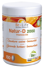Afbeelding in Gallery-weergave laden, Natur D 2000 Vitamine D3 100 capsules van Be Life - Drogisterij Mevrouw Ooievaar
