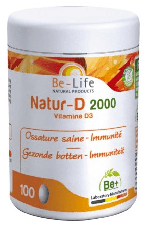 Natur D 2000 Vitamine D3 100 capsules van Be Life - Drogisterij Mevrouw Ooievaar