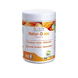 Natur D 800 Vitamine D3 100 capsules van Be Life - Drogisterij Mevrouw Ooievaar