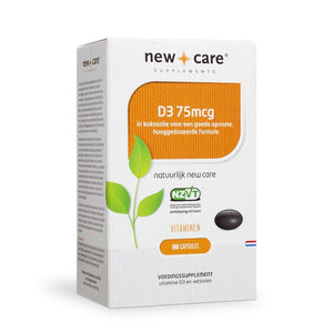 New Care D3 mcg : in kokosolie voor een goede opname hooggedoseerde formule. Vitaminen 100 capsules.