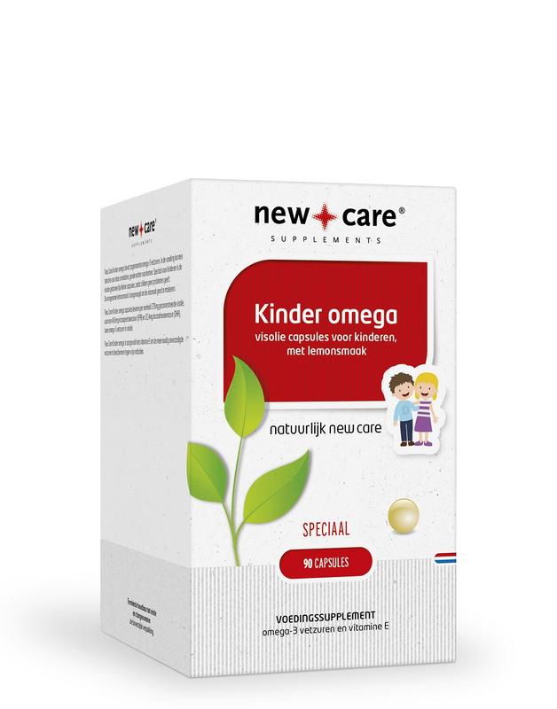 New Care Kinder Omega: visolie capsules voor kinderen met lemonsmaak. Speciaal. 90 capsules.