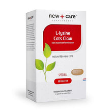 Afbeelding in Gallery-weergave laden, New Care L-lysine Cats Claw: een essentieel aminozuur. Speciaal. 120 tabletten.
