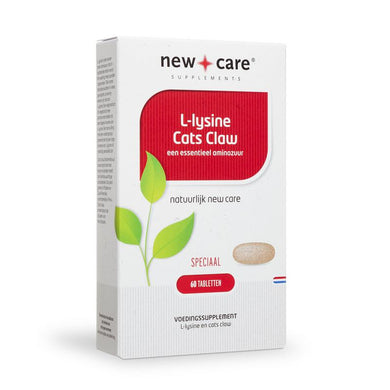 New Care L-lysine Cats Claw: een essentieel aminozuur. Speciaal. 60 tabletten.