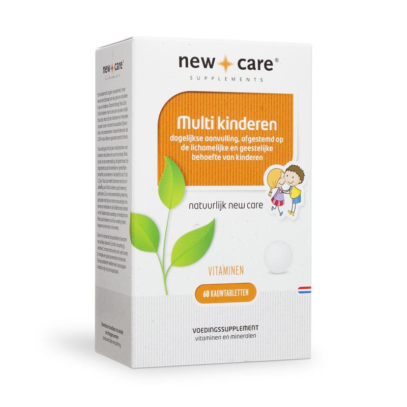New Care Multi Kinderen: dagelijkse aanvulling, afgestemd op de lichamelijke en geestelijke behoefte van kinderen. Vitaminen. 60 kauwtabletten.