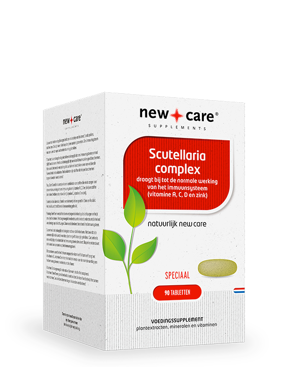 New Care Scutellaria Complex: draagt bij tot de normale werking van het immuunsysteem (vitamine A, C, D en zink). Speciaal. 90 tabletten.