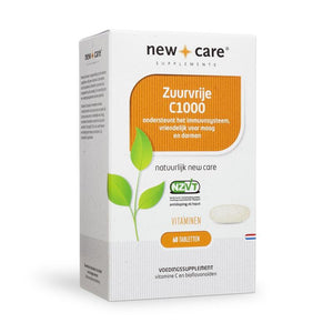 New Care Zuurvrije C1000: ondersteunt het immuunsysteem, vriendelijk voor maag en darmen. Vitaminen. 60 tabletten.