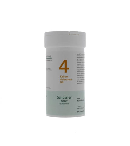 Pflüger Schüssler 4 Kalium Chloratum D6. 400 tabletten.
