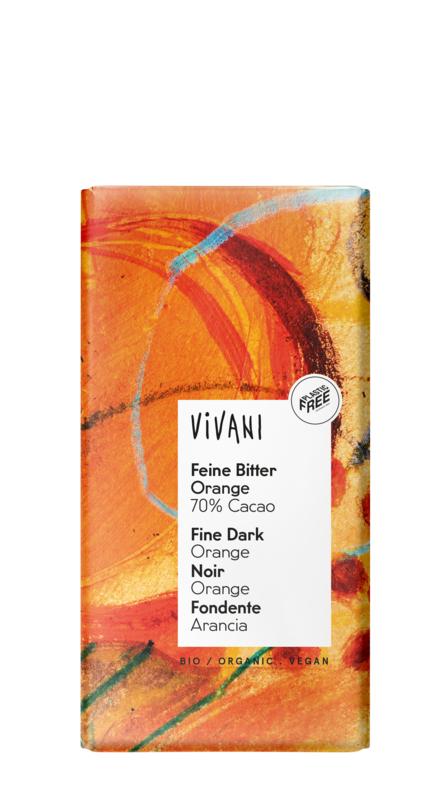 Puur orange  chocolade 70 % reep  van Vivani - Drogisterij Mevrouw Ooievaar