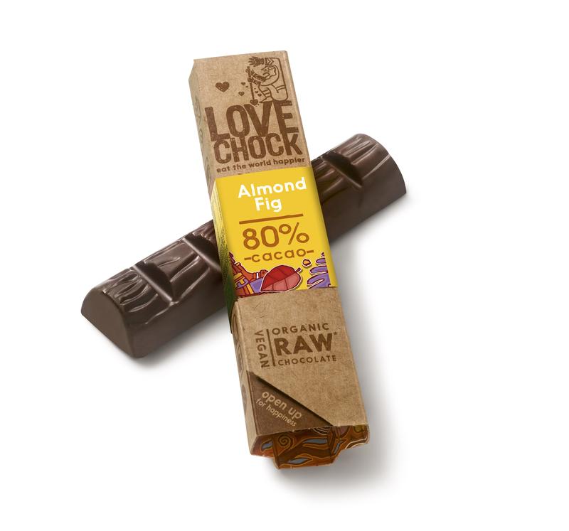 Raw Chocolate puur met amandel en vijg  van Lovechock - Drogisterij Mevrouw Ooievaar