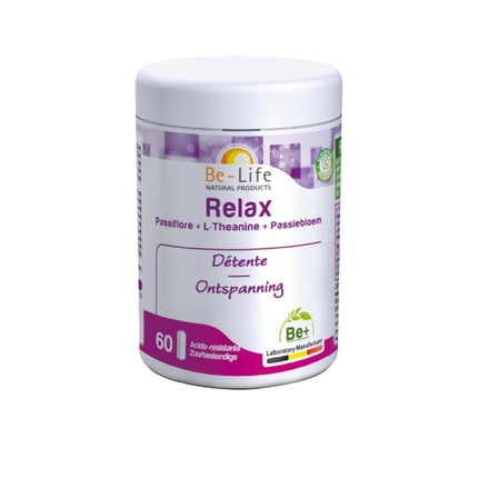 Relax , helpt bij onspanning, 60 capsules van Be-Life - Drogisterij Mevrouw Ooievaar