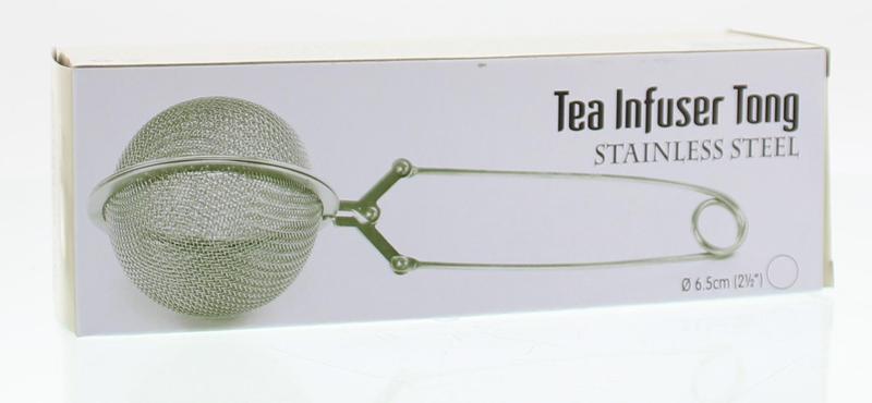 Thee-ei aan knijptang met gaas van roesvrij staal, doorsnede 65mm, van Geels - Drogisterij Mevrouw Ooievaar