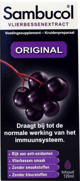 Original vlierbessensiroop 120 ml van Sambucol - Drogisterij Mevrouw Ooievaar