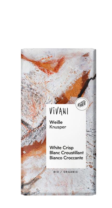 Witte chocolade reep met rijstcrispies van Vivani - Drogisterij Mevrouw Ooievaar