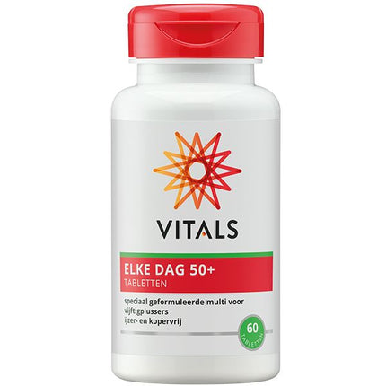 Elke dag 50+ tabletten - multi vitaminen van Vitals. - Drogisterij Mevrouw Ooievaar