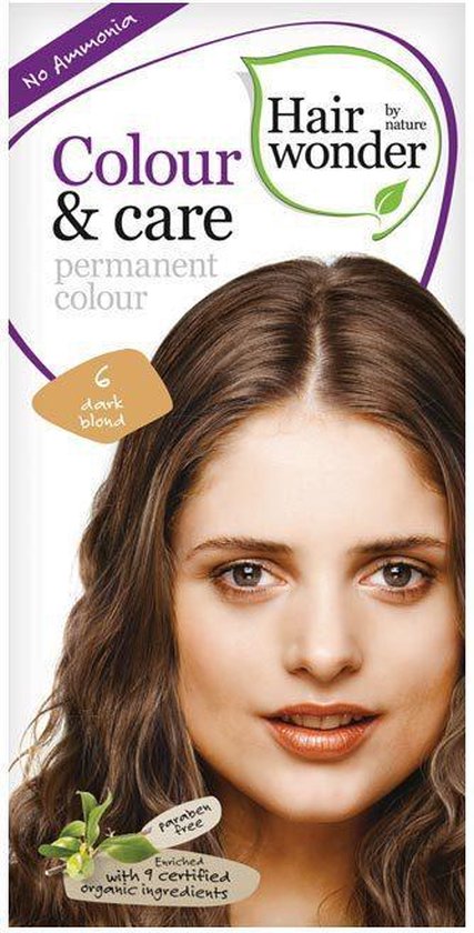 Haarkleuring zonder ammonia, nr 6 Dark Blond van Hairwonder - Drogisterij Mevrouw Ooievaar