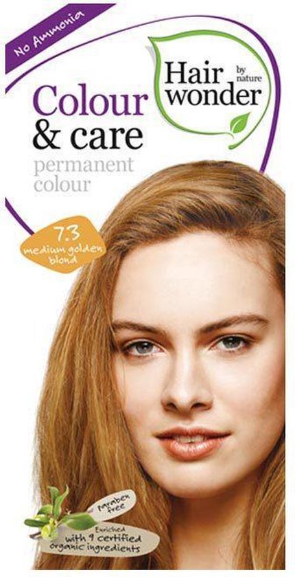 Haarkleuring zonder ammonia, nr 7.3 Medium Golden Blond van Hairwonder - Drogisterij Mevrouw Ooievaar
