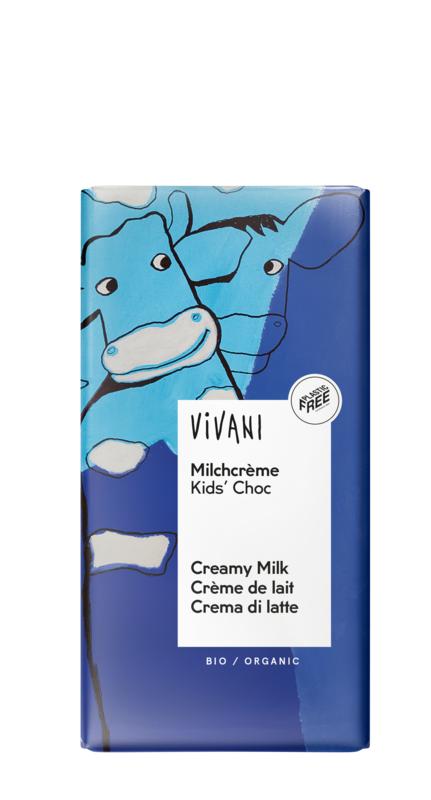 Kinderchocolade: Melk chocolade reep met melkcreme vulling van Vivani - Drogisterij Mevrouw Ooievaar