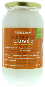 Biologische Kokosolie, 1000 ml, van Omega&More - Drogisterij Mevrouw Ooievaar