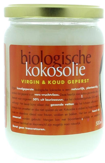 Biologische Kokosolie, 500 ml, van Omega&More - Drogisterij Mevrouw Ooievaar