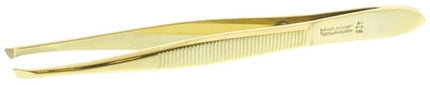 Pincet 9 cm 428/35 /9 verguld scheef - Drogisterij Mevrouw Ooievaar