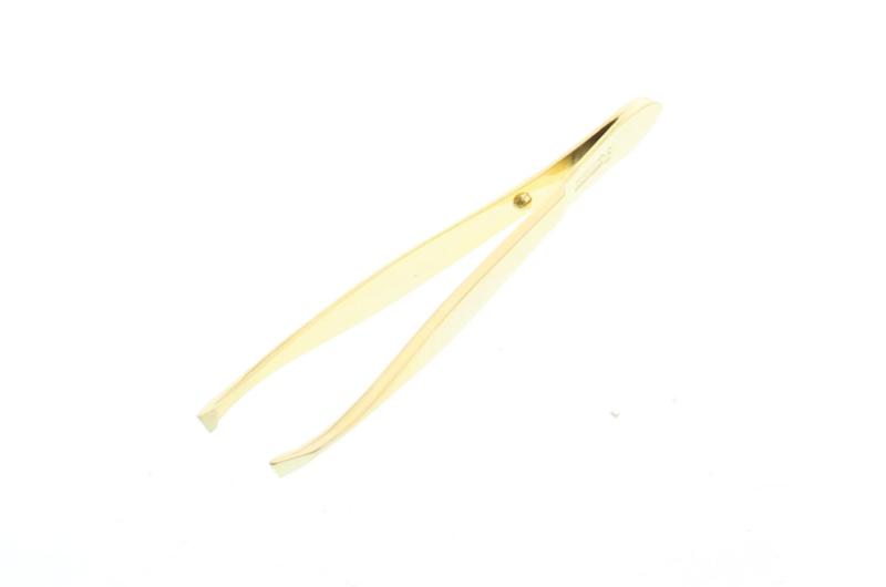 Pincet 9 cm verguld grip ribbel drukpen 923-3 recht - Drogisterij Mevrouw Ooievaar