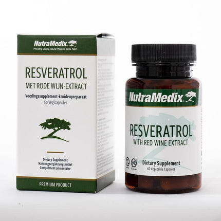 Reserveratrol met rode wijn extract, 60 vegi capsules, van NutraMedix - Drogisterij Mevrouw Ooievaar