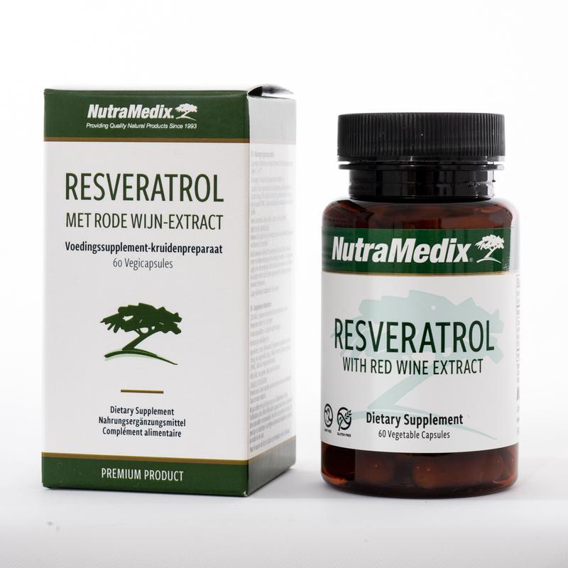 Reserveratrol met rode wijn extract, 60 vegi capsules, van NutraMedix - Drogisterij Mevrouw Ooievaar