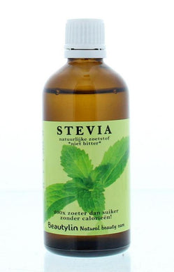 Stevia, niet bittere zoetstoef in druppelflesje van Beautylin. 100 ml.