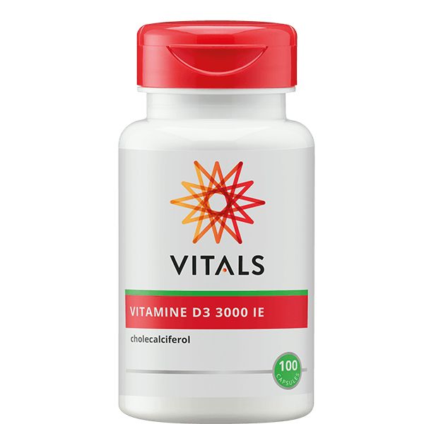 Vitamine D3 3000 IE, 100 capsules van Vitals - Drogisterij Mevrouw Ooievaar