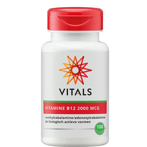 Vitamine B12 2000 MCG, 100 zuigtabletten van Vitals - Drogisterij Mevrouw Ooievaar
