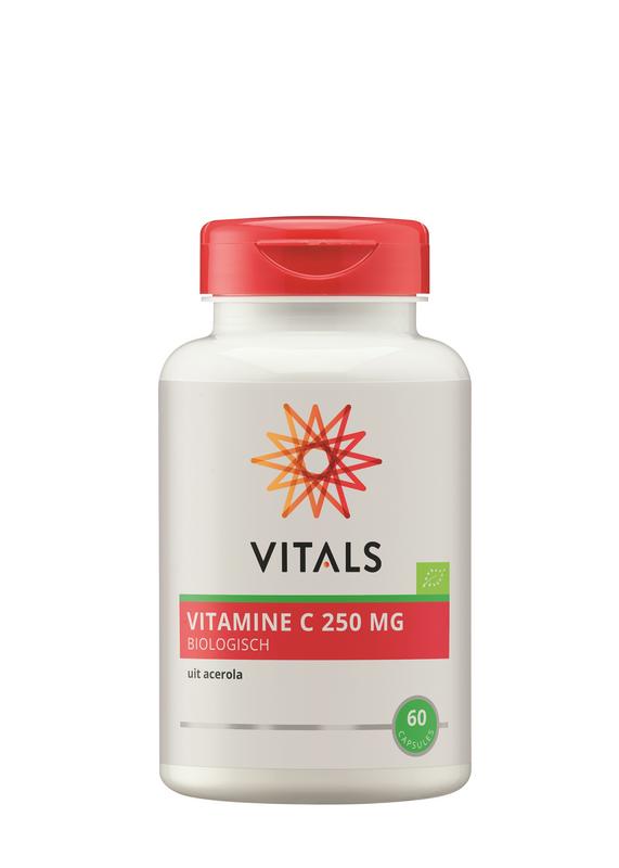 Vitamine C 250 MG  biologisch uit acerola, 60 capsules van Vitals - Drogisterij Mevrouw Ooievaar