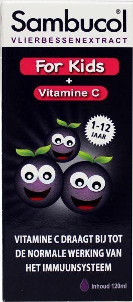 For Kids, siroom met vlierbessenextract en vitamine C, van Sambucol - Drogisterij Mevrouw Ooievaar